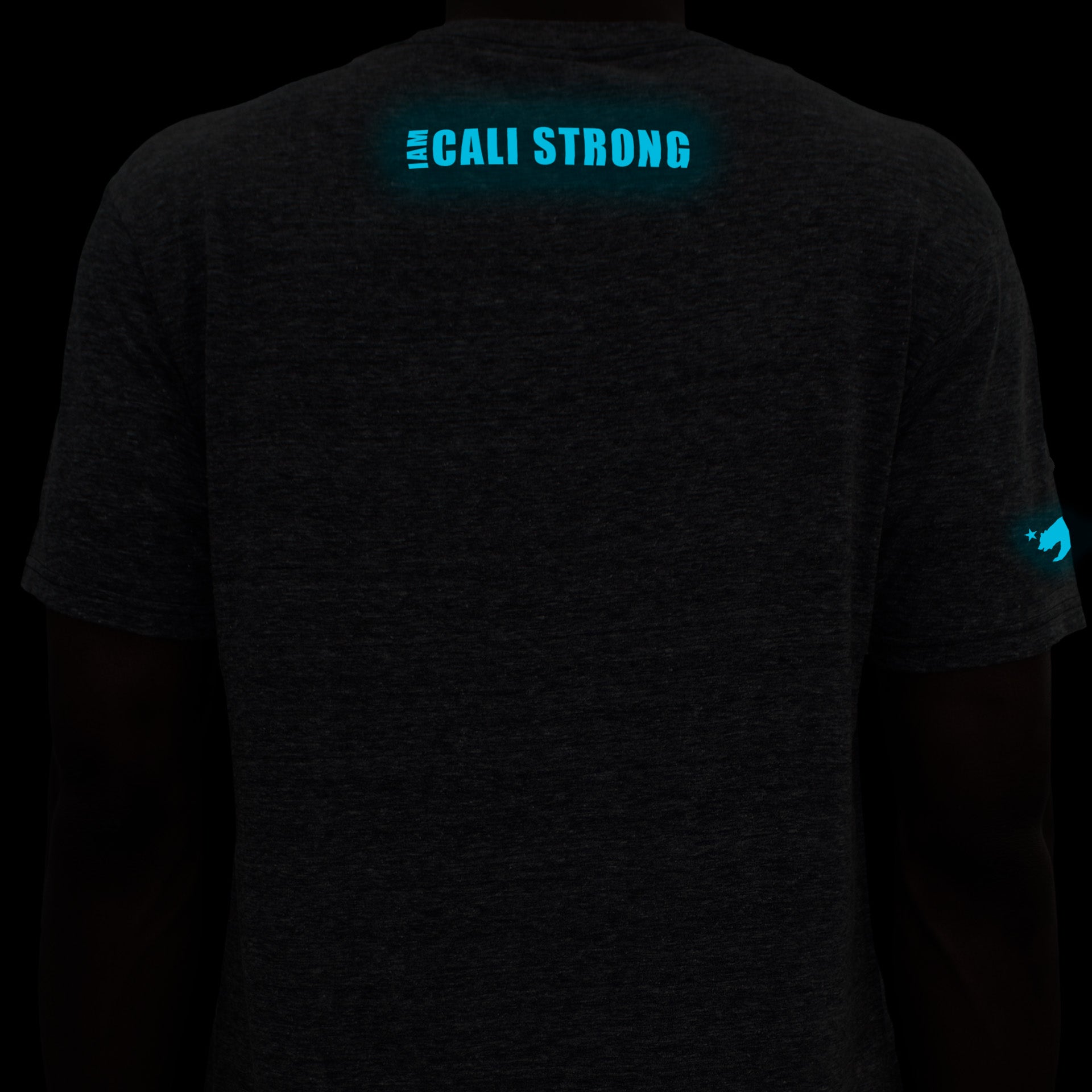 CALI Strong Crest USA Performance T-Shirt Heather Grey Glow in the Dark - T-Shirt - Image 4 - CALI Strong