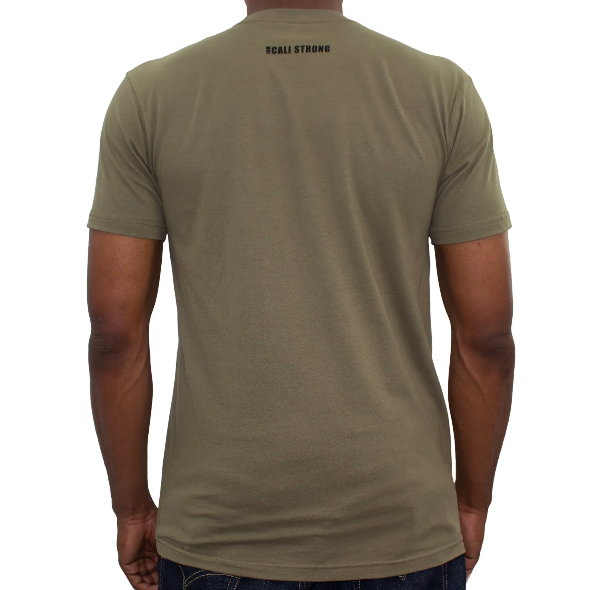 CALI Strong Word Bear T-Shirt Premium Cotton Suede Heather Green - T-Shirt - Image 3 - CALI Strong