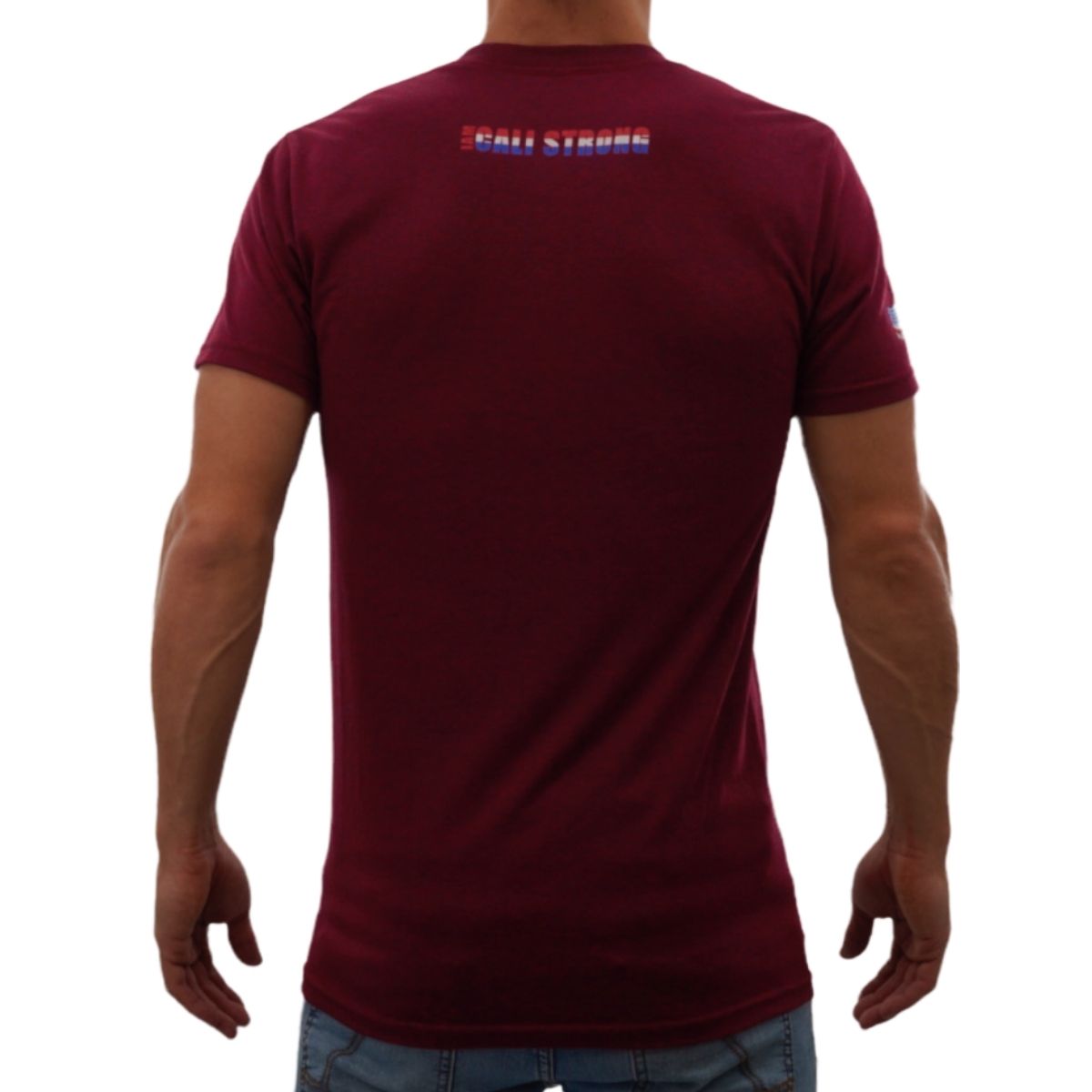 CALI Strong Crest Performance T-Shirt Burgundy Heather Glow in the Dark - T-Shirt - Image 3 - CALI Strong