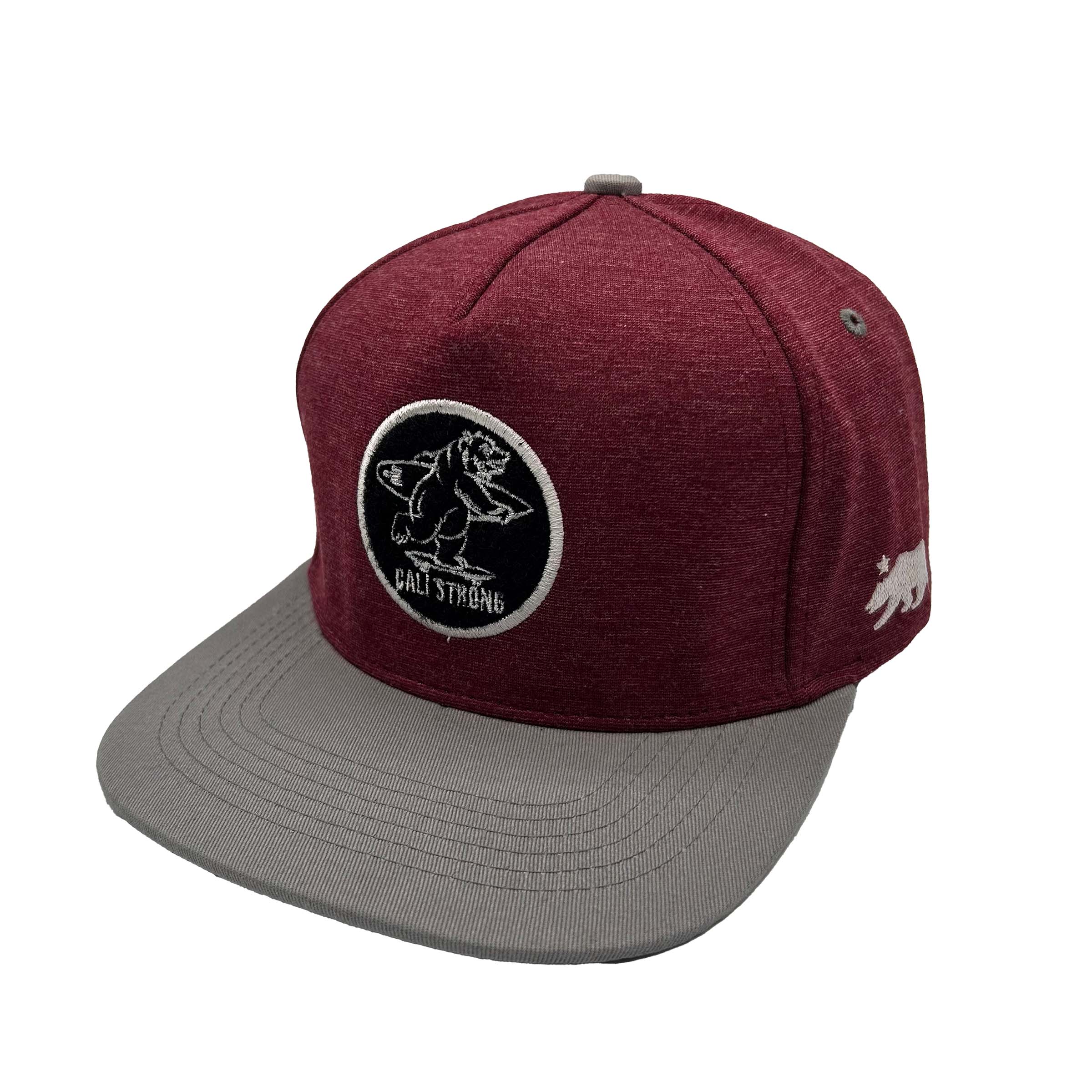 CALI Strong Classic Tactical Hat Flat Bill Morale Patch Burgundy Heather White - Headwear - Image 2 - CALI Strong