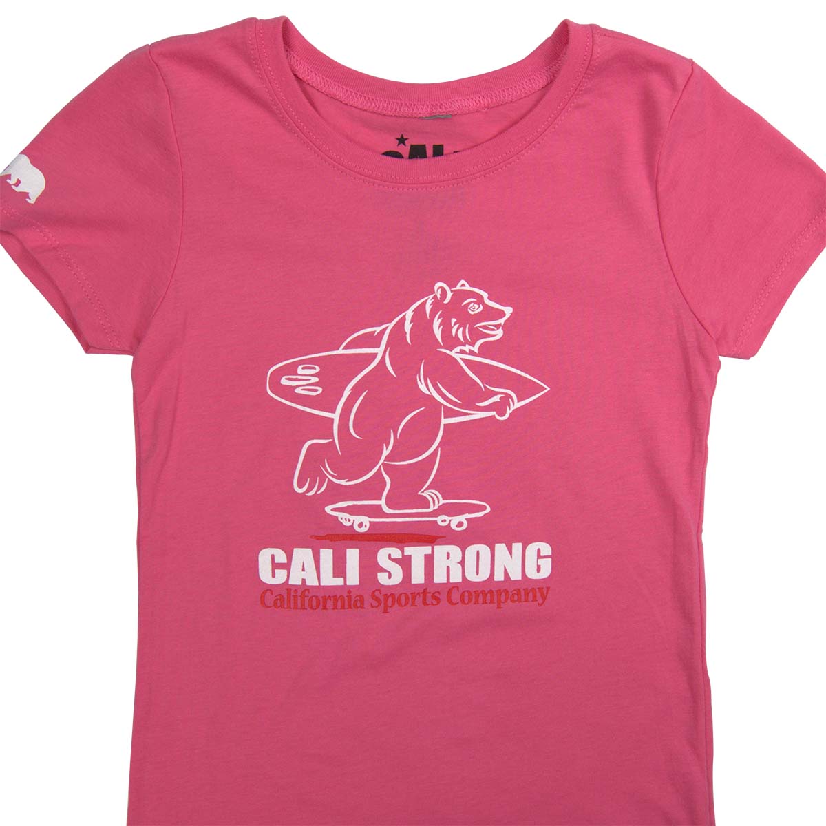 CALI Strong Boarding Bear Glow In the Dark T-shirt Hot Pink Kids - T-Shirt - Image 1 - CALI Strong