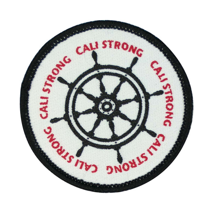 CALI Strong Helm Black Red White Round Embroidered Hook-and-Loop Morale Patch - Patches - CALI Strong