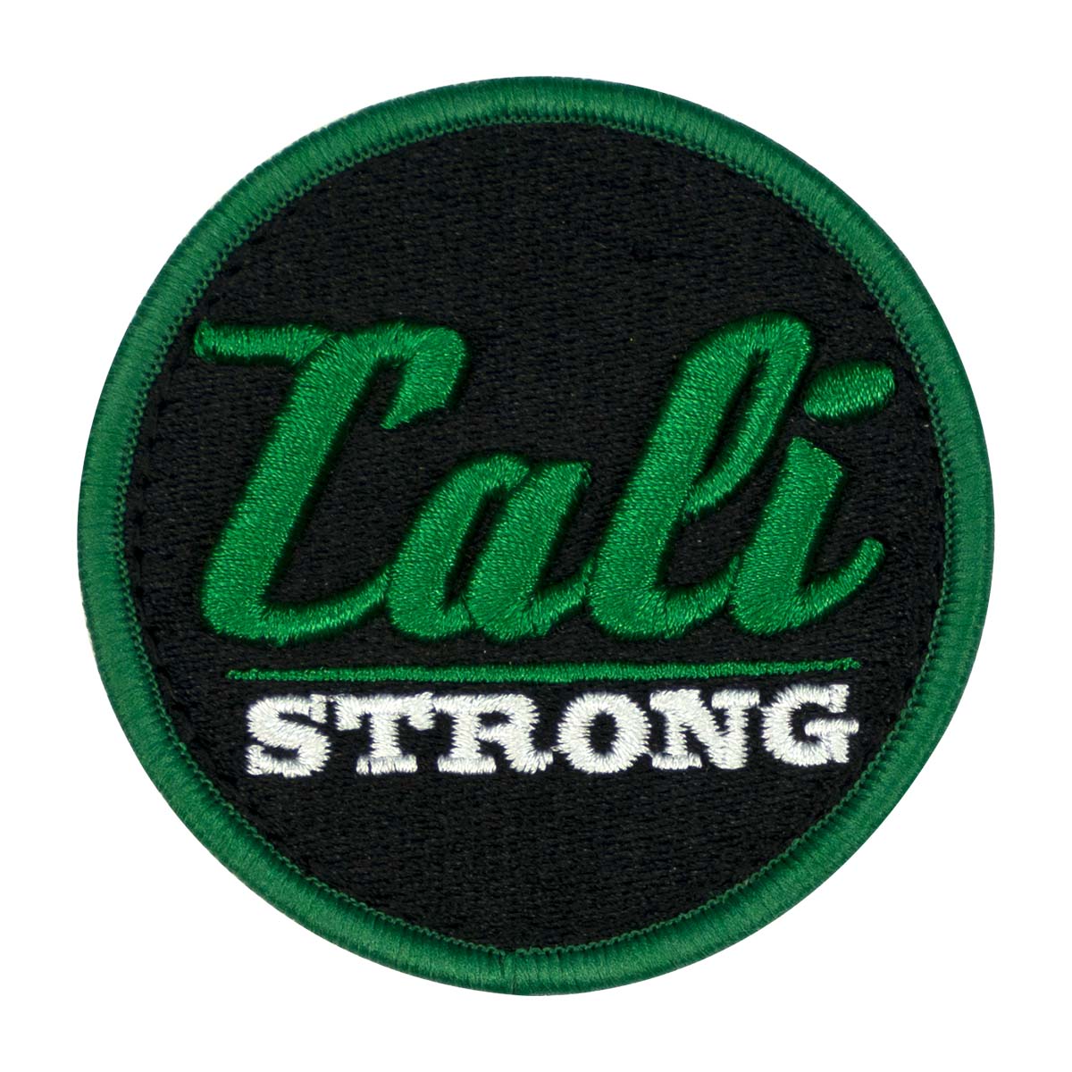 CALI Strong Black Green White Round 3D Embroidered Hook-and-Loop Moral