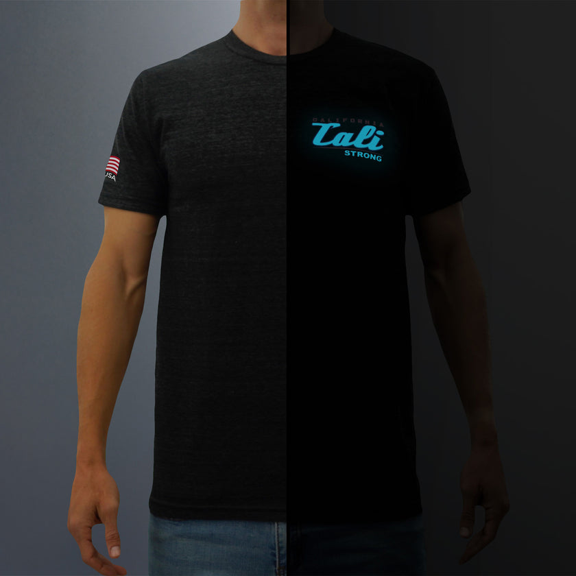 CALI Strong Crest Performance T-Shirt Black Heather Glow in the Dark - T-Shirt - Image 11 - CALI Strong