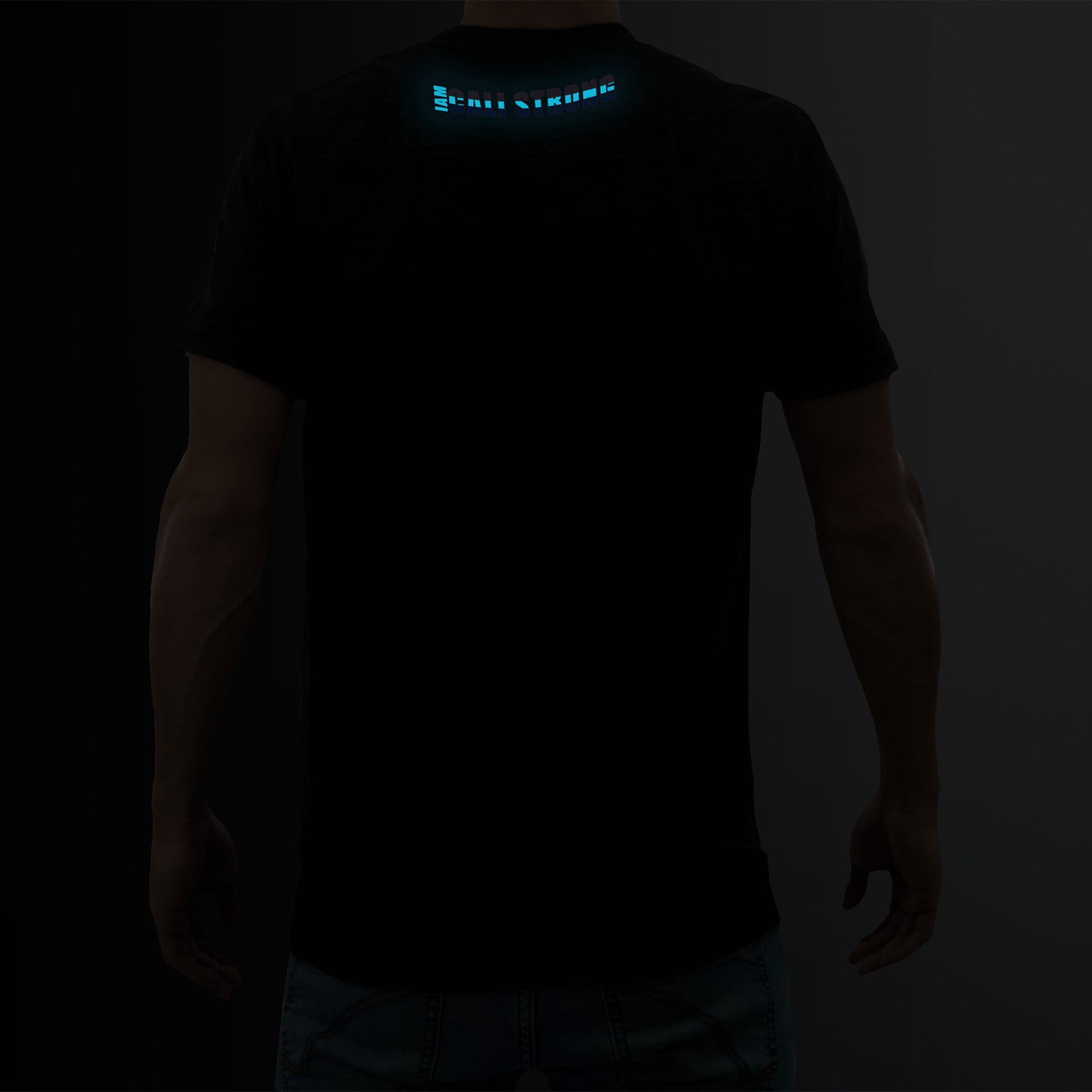 CALI Strong Crest Performance T-Shirt Black Heather Glow in the Dark - T-Shirt - Image 6 - CALI Strong