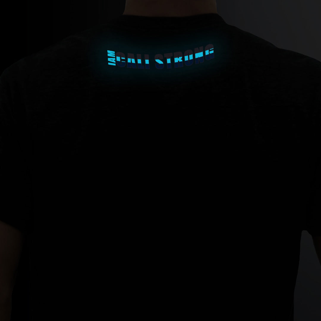 CALI Strong Crest Performance T-Shirt Black Heather Glow in the Dark - T-Shirt - Image 4 - CALI Strong
