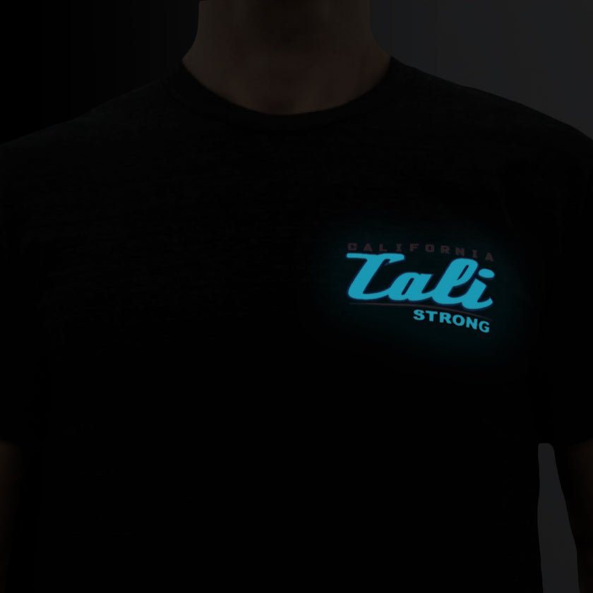 CALI Strong Crest Performance T-Shirt Black Heather Glow in the Dark - T-Shirt - Image 9 - CALI Strong