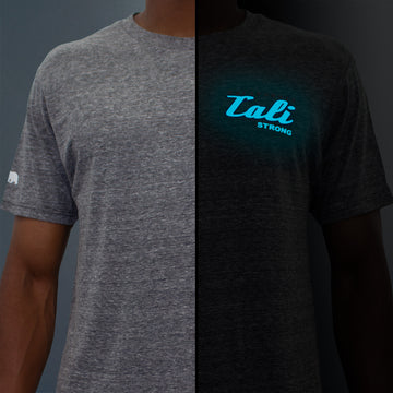 CALI Strong Crest USA Performance T-Shirt Heather Grey Glow in the Dark - T-Shirt - Image 1 - CALI Strong