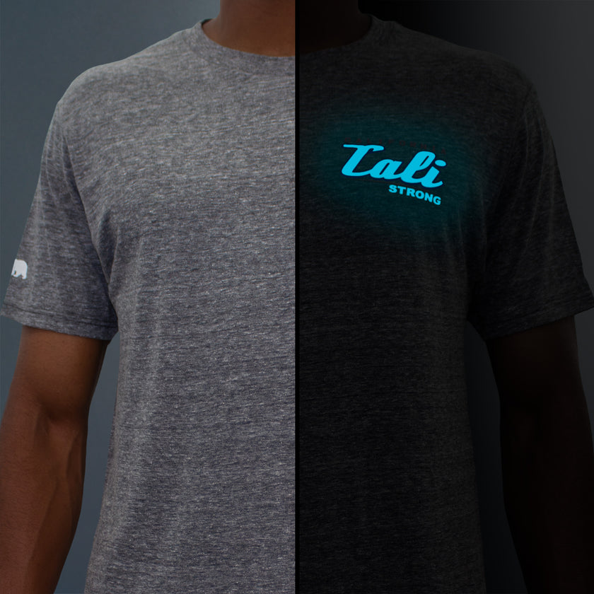 CALI Strong Crest USA Performance T-Shirt Heather Grey Glow in the Dark - T-Shirt - Image 1 - CALI Strong