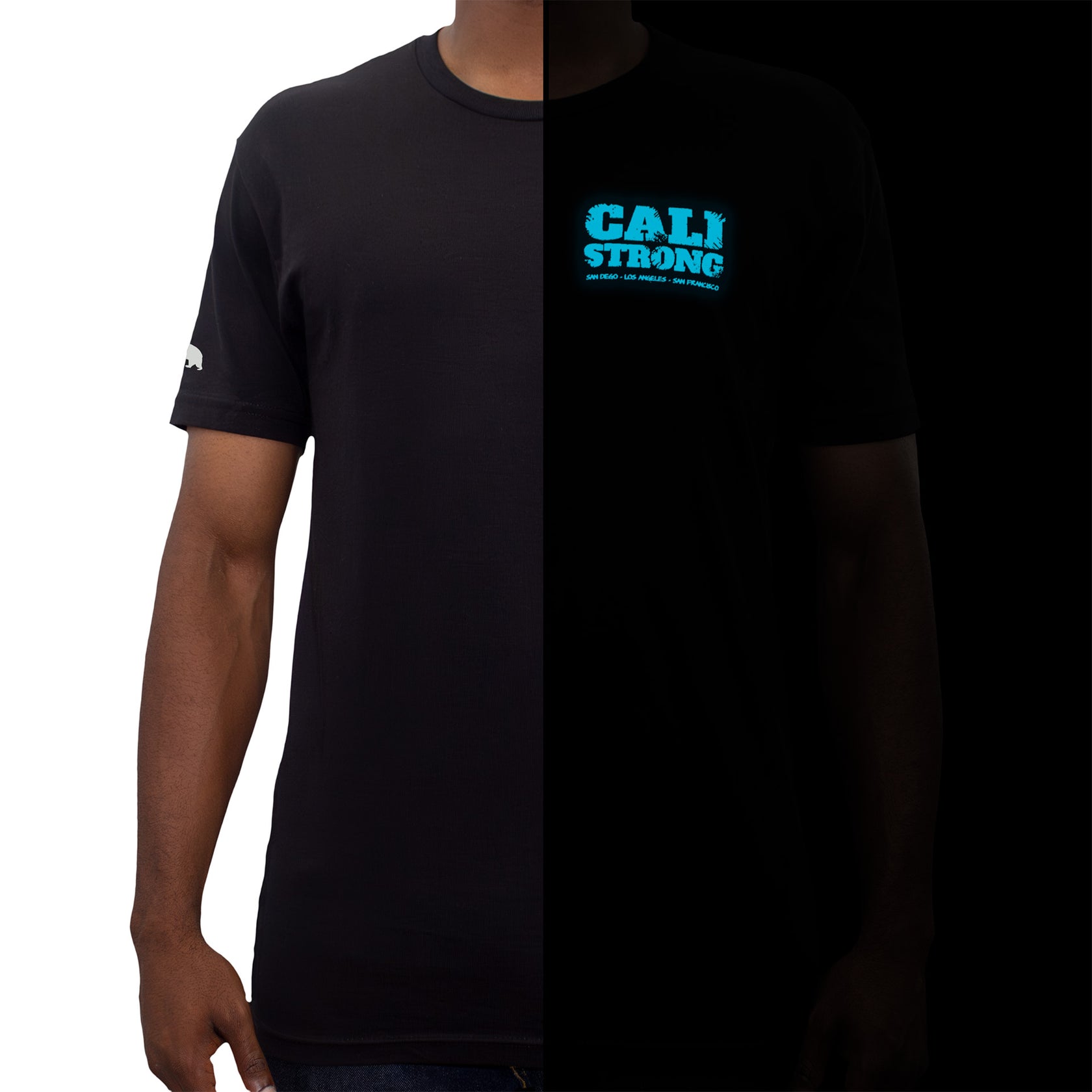 CALI Strong Scratch Black T-Shirt Glow in the Dark