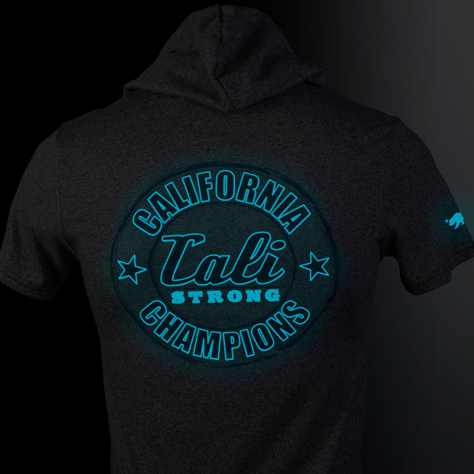 California Champion Performance Hooded T-shirt Gray Heather Glow in the Dark - T-Shirt - Image 7 - CALI Strong