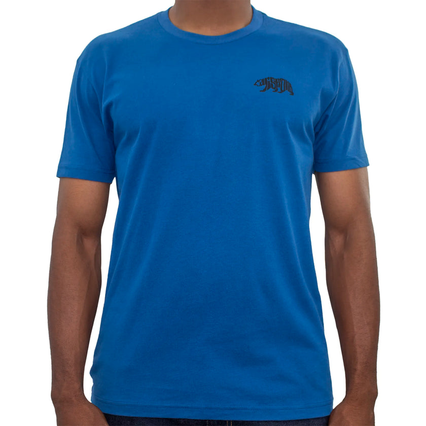 CALI Strong Word Bear T-Shirt Premium Cotton Suede Heather Blue - T-Shirt - Image 1 - CALI Strong