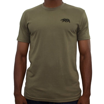 CALI Strong Word Bear T-Shirt Premium Cotton Suede Heather Green - T-Shirt - Image 1 - CALI Strong