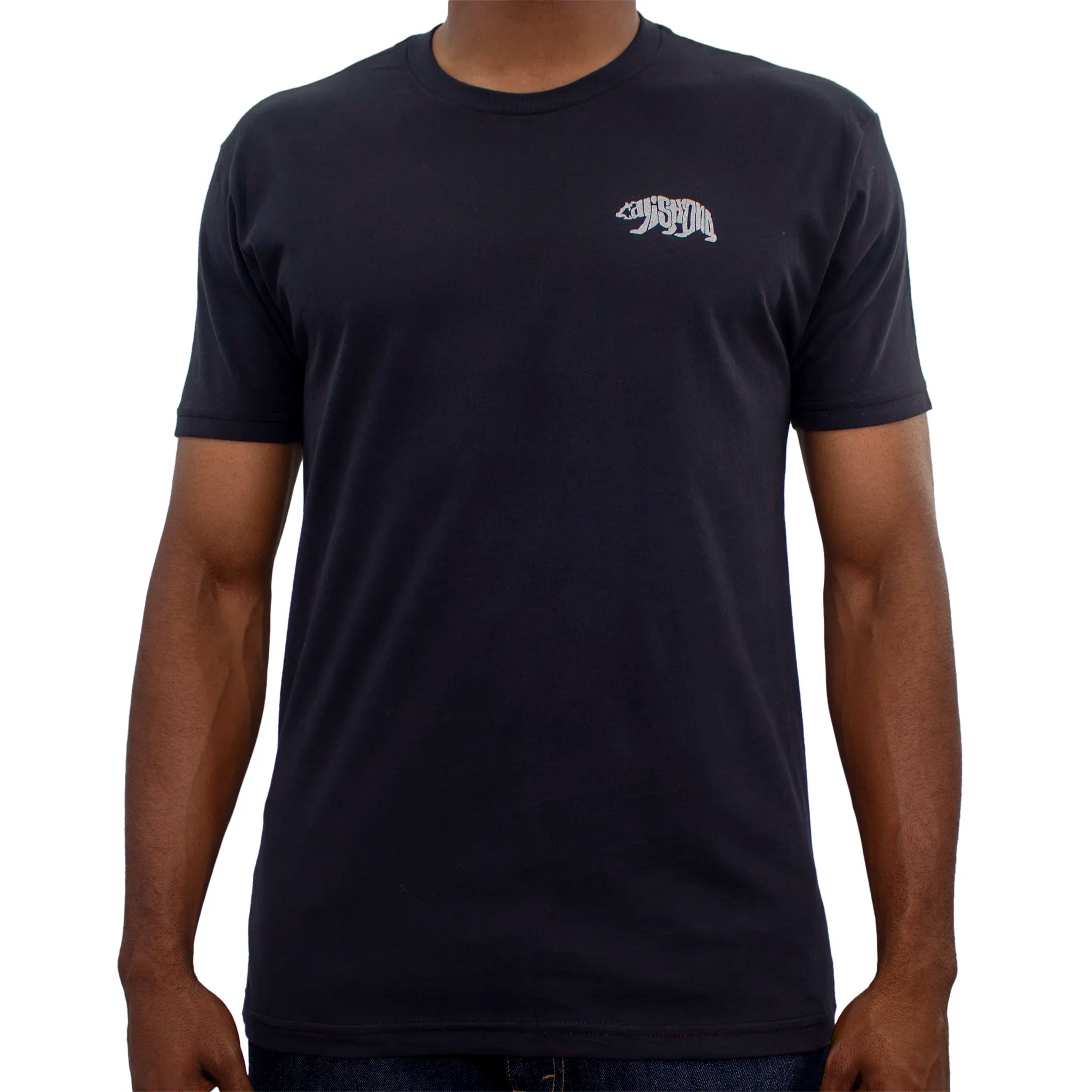 CALI Strong Word Bear Black T-Shirt Premium Cotton Suede - T-Shirt - Image 1 - CALI Strong