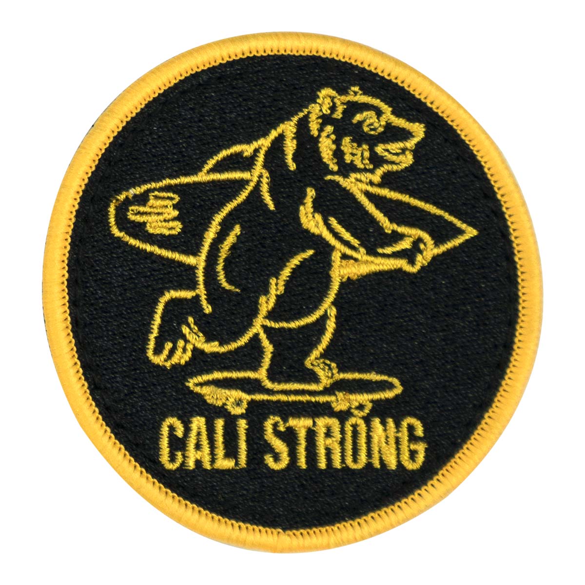 CALI Strong Golden Bear Black Round Embroidered Hook-and-Loop Morale Patch - Patches - Image 1 - CALI Strong