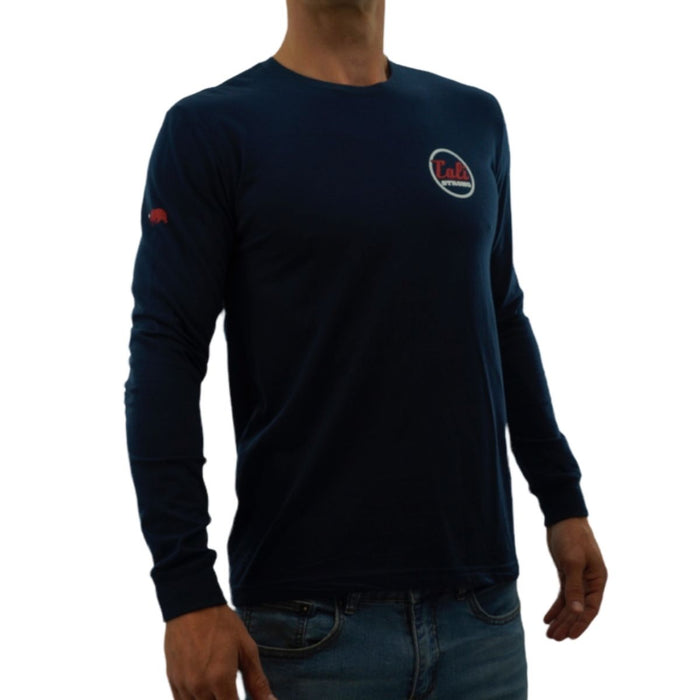 CALI Strong Car Logo Long Sleeve T-Shirt Premium Cotton Suede Midnight Navy - T-Shirt - CALI Strong
