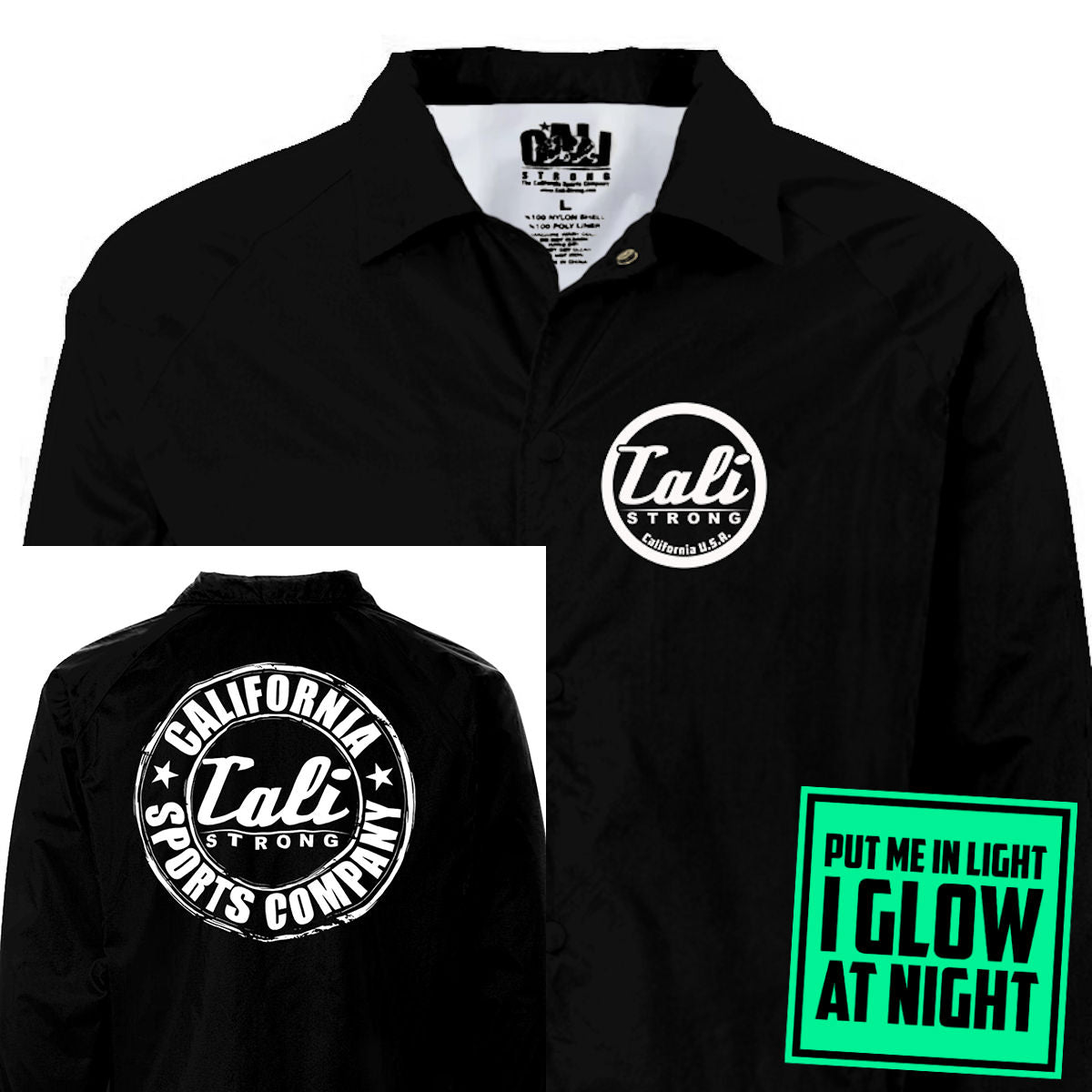 CALI Strong Coaches Jacket Black Glow in the Dark - Jacket - Image 1 - CALI Strong