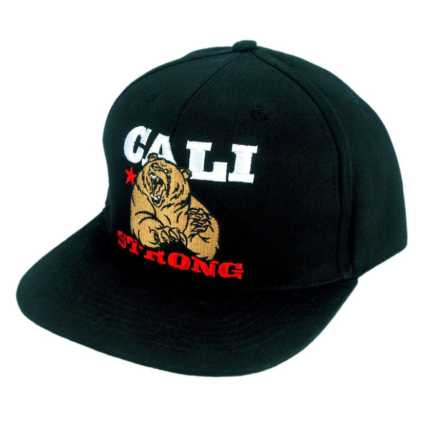Mean Bear Flat Bill Snapback Black Cap - Headwear - Image 1 - CALI Strong