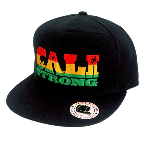 AD CALI Strong Palmtree Rasta Flat Bill Snapback Cap - Headwear - CALI Strong