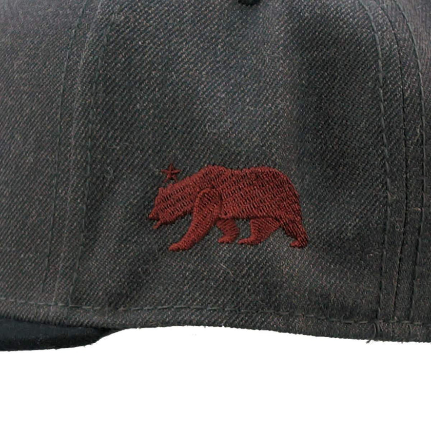 CALI Strong Classic Flat Bill Snapback Charcoal Heather Burgundy - Headwear - Image 2 - CALI Strong