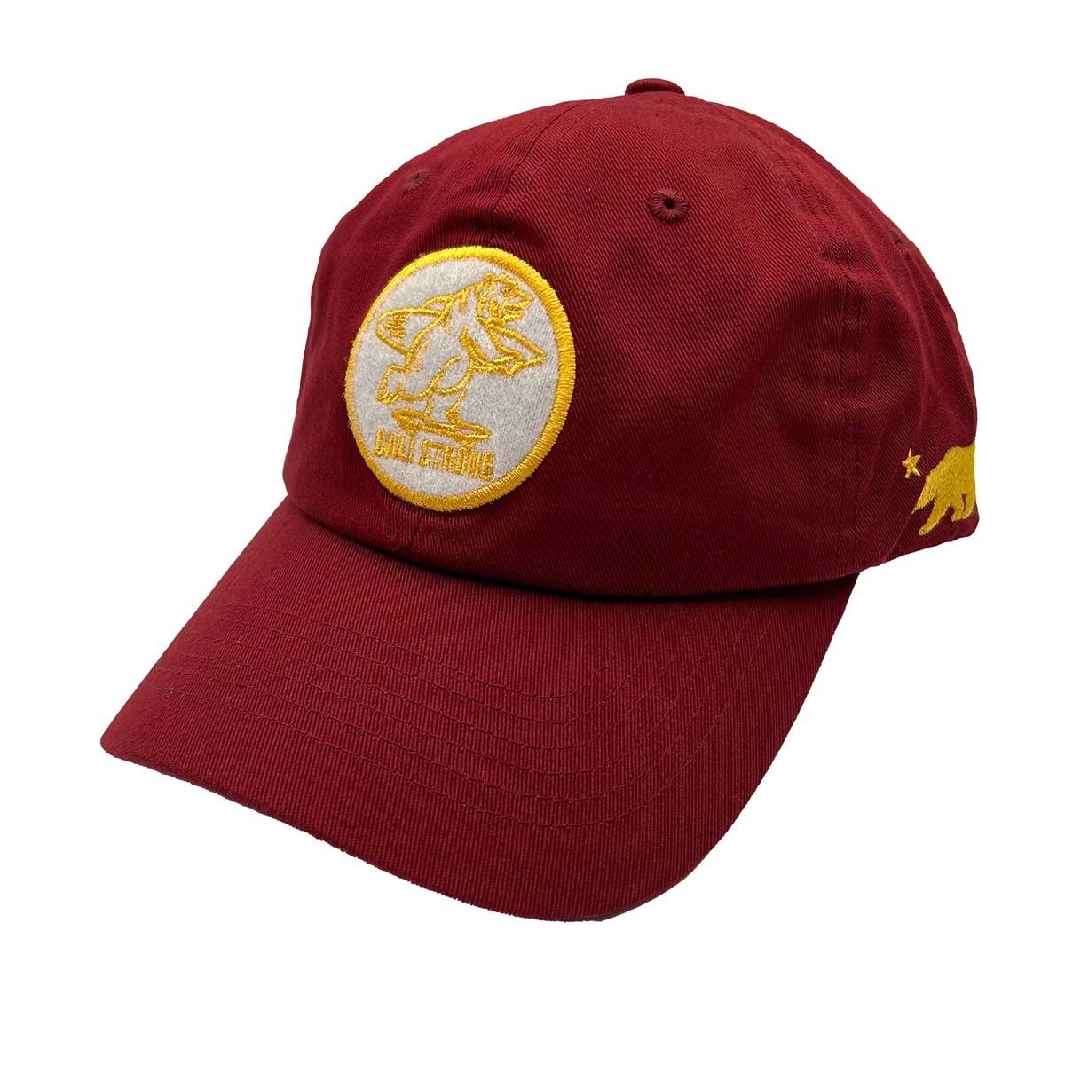 CALI Strong Classic Tactical Hat Curved Brim Morale Patch Burgundy Gold - Headwear - Image 2 - CALI Strong