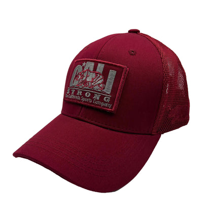 CALI Strong Original Tactical Trucker Hat Morale Patch Burgundy - Headwear - Image 1 - CALI Strong
