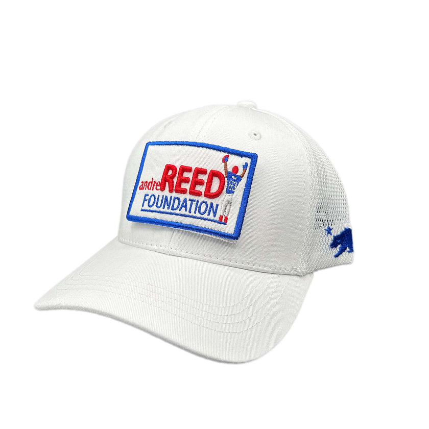 Andre Reed Foundation Tactical Trucker Hat Morale Patch White Blue - Headwear - Image 1 - CALI Strong