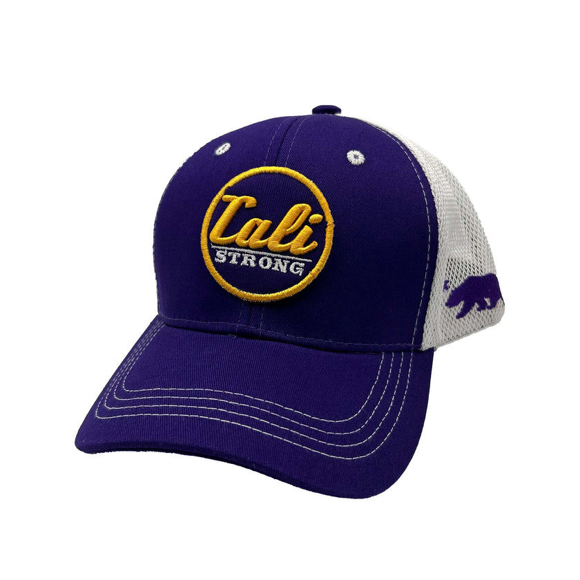CALI Strong Classic Tactical Trucker Hat Morale Patch Purple Gold - Headwear - Image 1 - CALI Strong