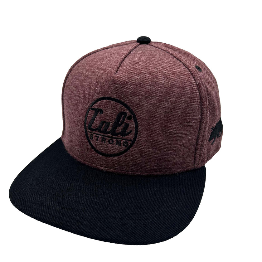 CALI Strong Classic Flat Bill Snapback Wine Heather Black - Headwear - Image 1 - CALI Strong