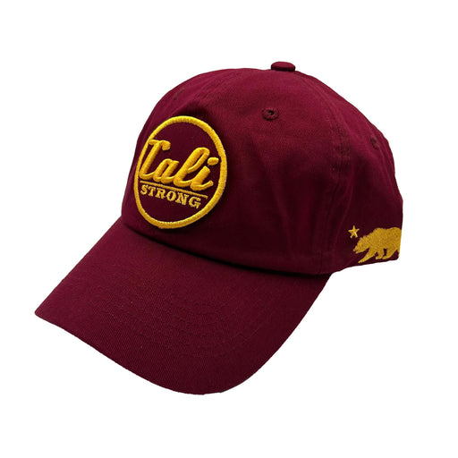 CALI Strong Car Logo Tactical Hat Curved Brim Morale Patch Burgundy Gold - Headwear - CALI Strong