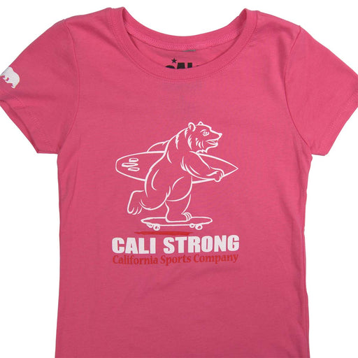 CALI Strong Boarding Bear Glow In the Dark T-shirt Hot Pink Kids - T-Shirt - CALI Strong