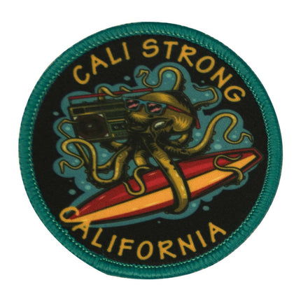CALI Strong California Surf Board Octopus Round Hook-and-Loop Morale Patch - Patches - Image 1 - CALI Strong