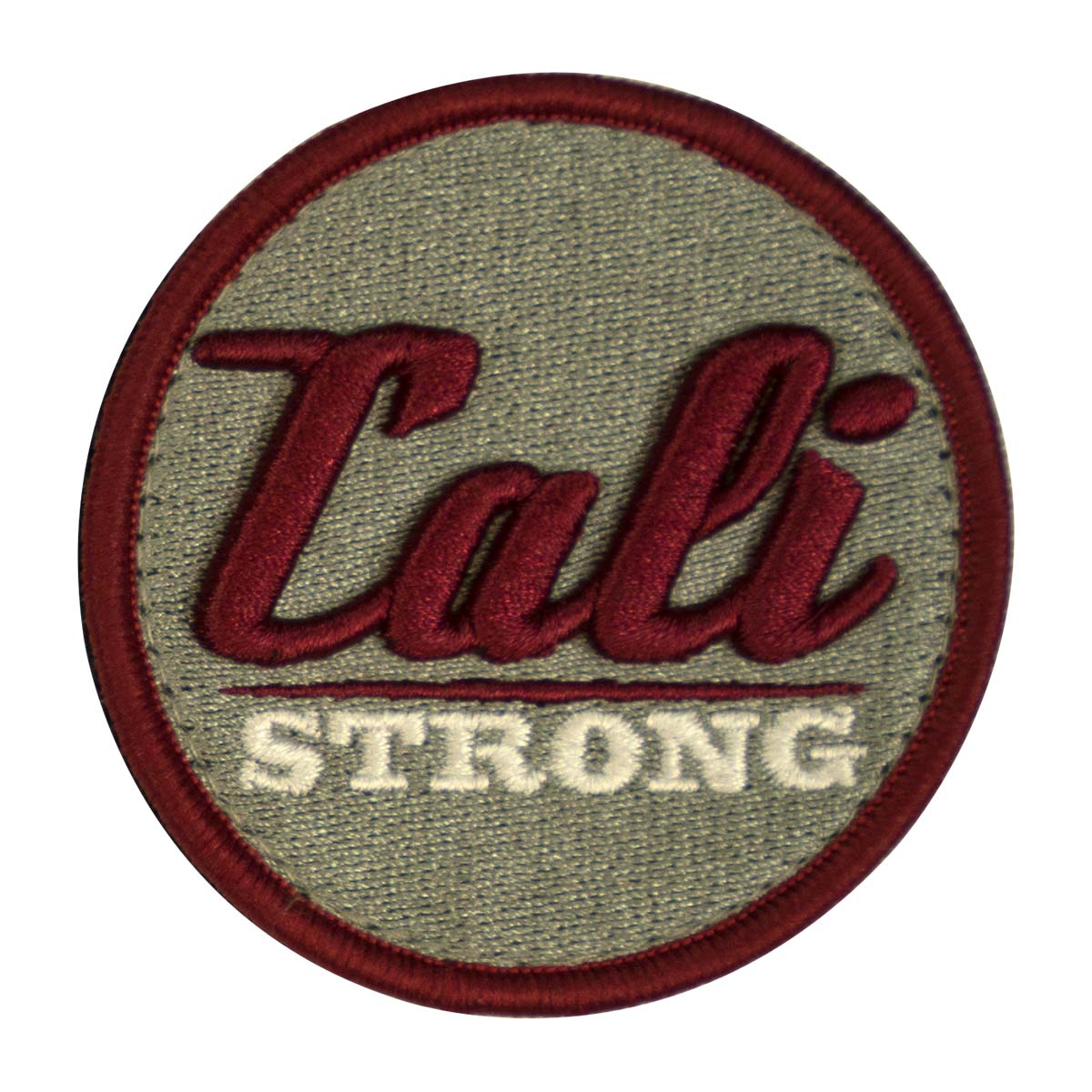 CALI Strong Maroon Grey White Round 3D Hook-and-Loop Morale Patch - Patches - Image 1 - CALI Strong