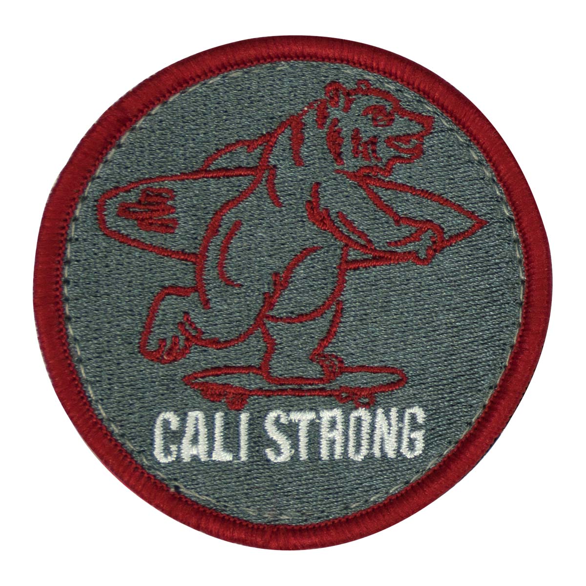 CALI Strong Maroon White Grey Round Hook-and-Loop Morale Patch - Patches - Image 1 - CALI Strong