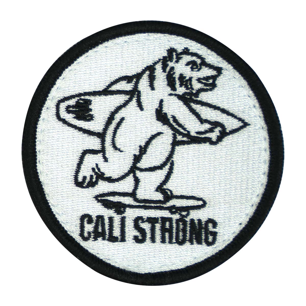 CALI Strong Bear White Black Round Hook-and-Loop Morale Patch - Patches - Image 1 - CALI Strong