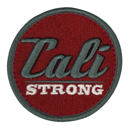 CALI Strong Grey Maroon White Round 3D Hook-and-Loop Morale Patch - Patches - Image 1 - CALI Strong
