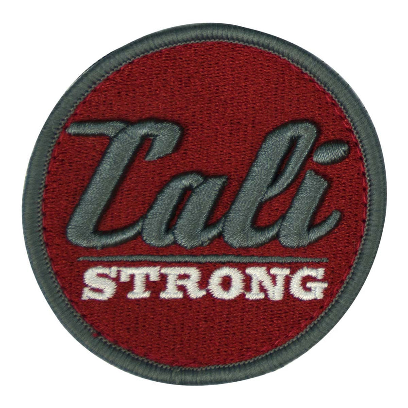 CALI Strong Grey Maroon White Round 3D Hook-and-Loop Morale Patch - Patches - Image 1 - CALI Strong