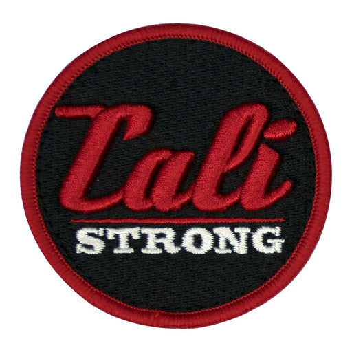 CALI Strong Black Red White Round 3D Embroidered Hook-and-Loop Morale Patch - Patches - CALI Strong