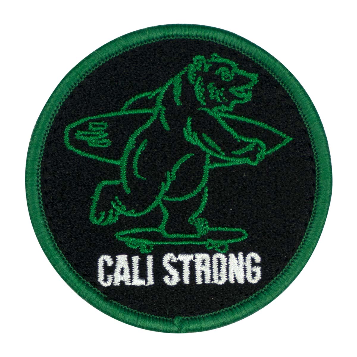 Cali Strong CALI Strong Bear Black Green White Round Hook-and-Loop Morale Patch