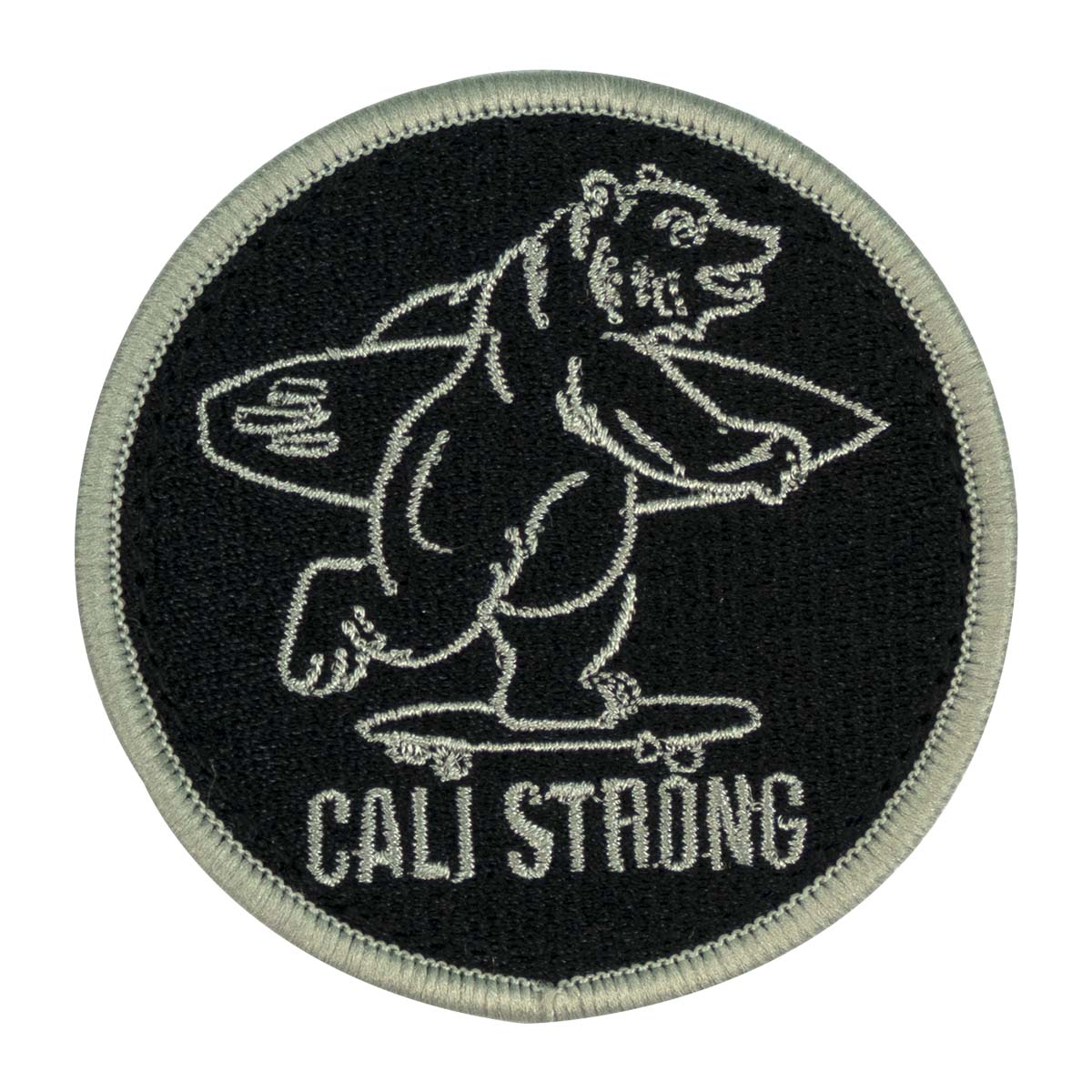CALI Strong Bear Black Silver Round Hook-and-Loop Morale Patch - Patches - Image 1 - CALI Strong