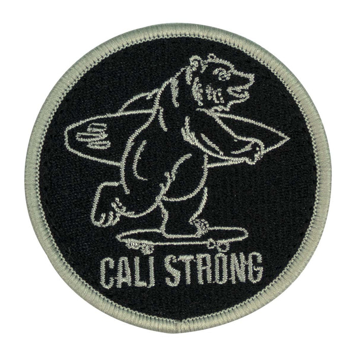 CALI Strong Bear Black Silver Round Embroidered Hook-and-Loop Morale Patch - Patches - CALI Strong