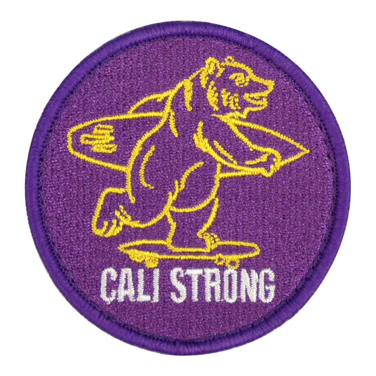 Cali Strong CALI Strong Bear Purple Gold White Round Hook-and-Loop Morale Patch